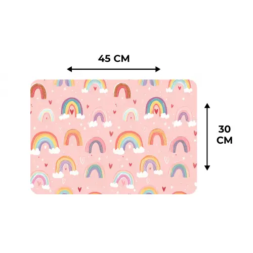 Regenboog - Patroon - Pastel - Handgetekend Placemat vinyl groot -specs