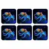 Octopus - Stippen - Blauw - Zee onderzetter kurk middel -3d
