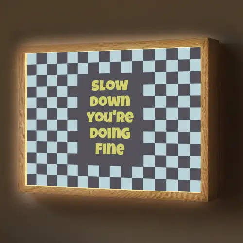 Patroon - Geblok - Blauw - Slow down you're doing fine Light Box met batterij (Wandlamp) middel -z3d_website