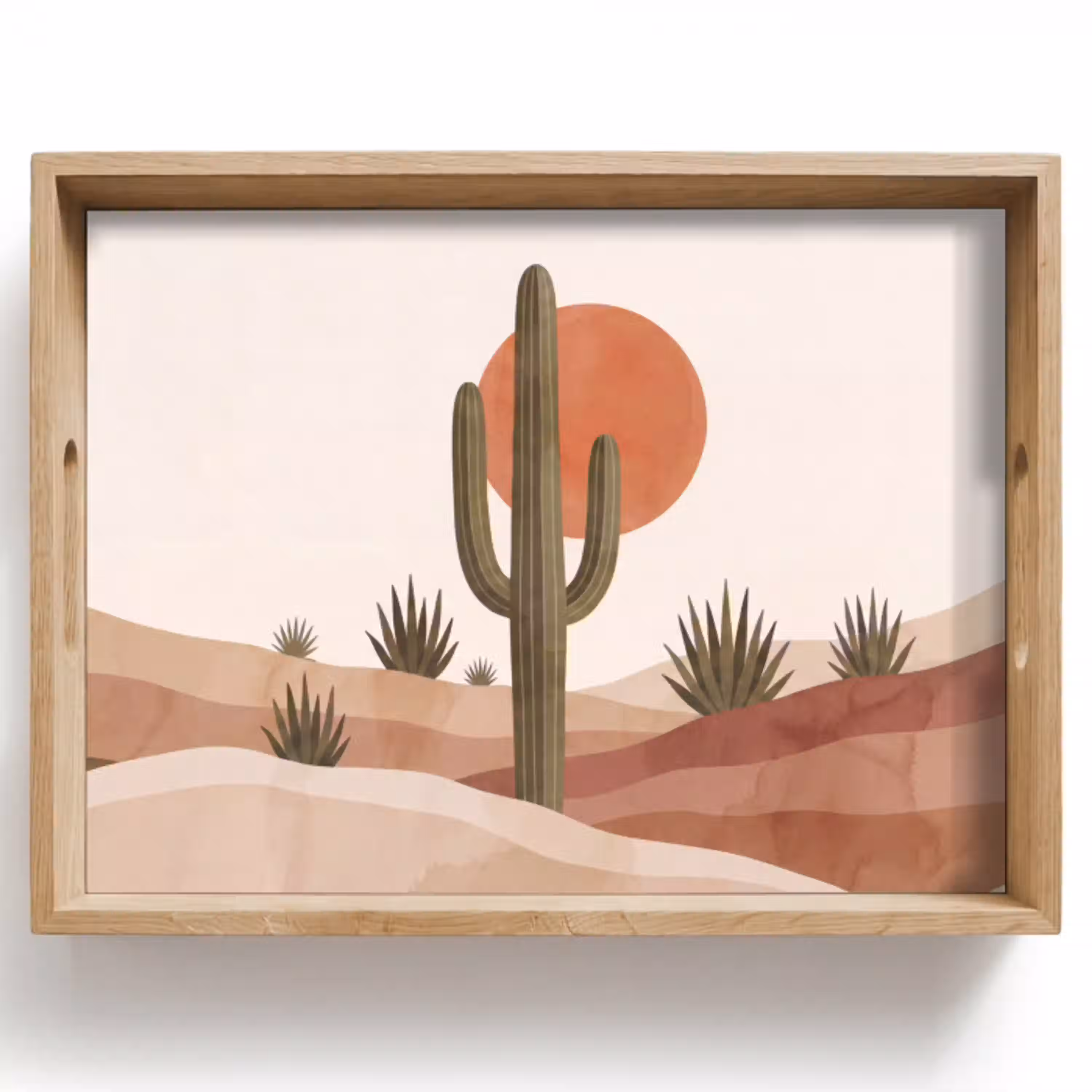 Cactus - Duinen - Modern - Landschap - Groen Dienblad Rechthoek middel -z3d_shopping