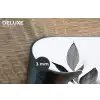 Plant - Bladeren - Minimalistisch - Zwart Placemat vinyl groot -closeup