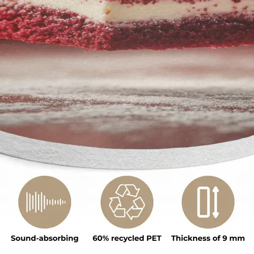 Rode - Velvet - Taart - Eten Akoestische PET Vilt - Rond klein -closeup_NL