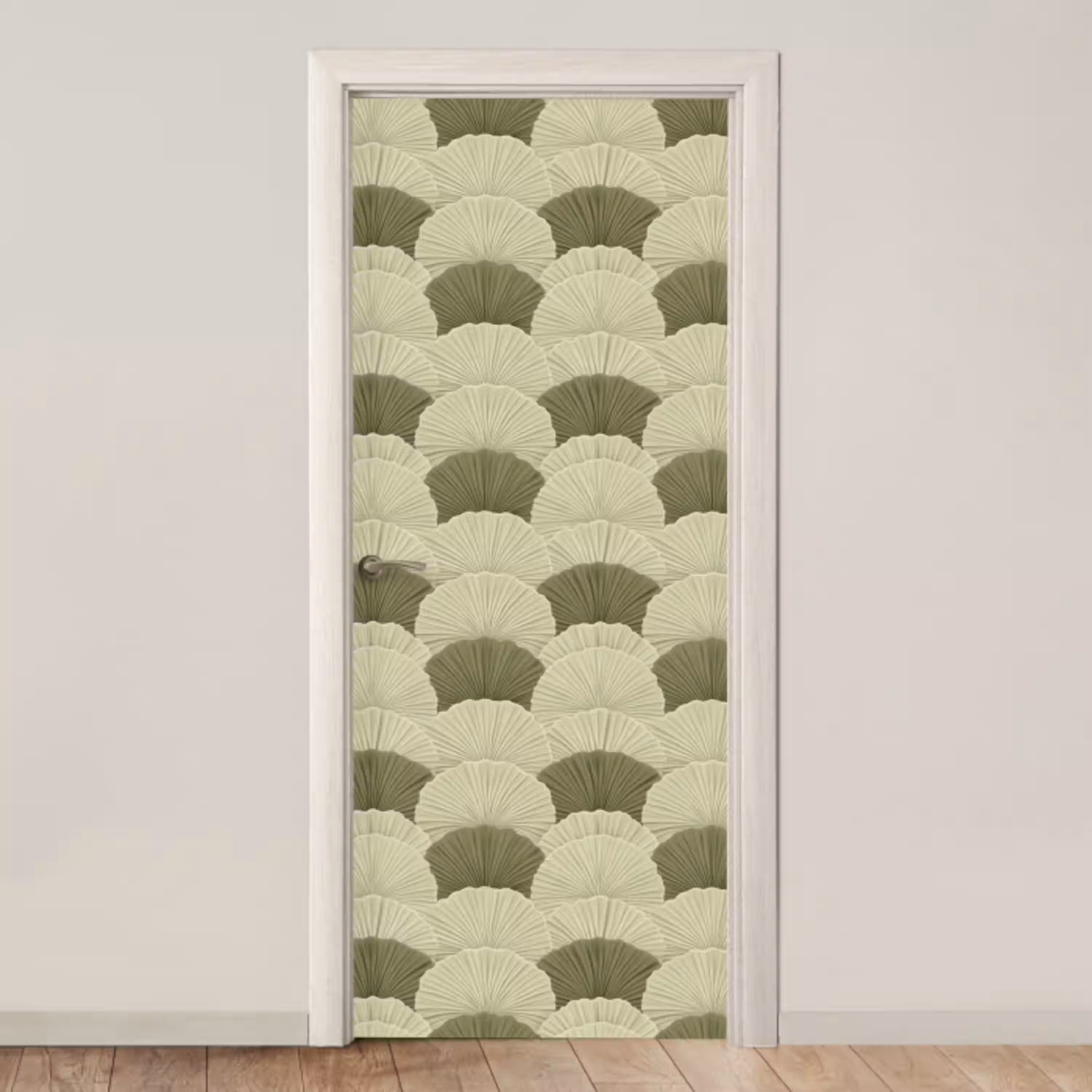 Bladeren - Structuur - Groen deurposter klein 289 -3d_beige
