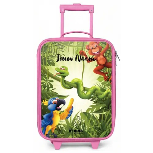 Jolige jungle Kinderkoffer - Roze klein -zz3dotto