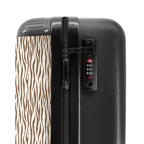 Bruine zebraprint op lichte achtergrond NBS - Handbagage koffer - Volwassenen Unisex middel -slot