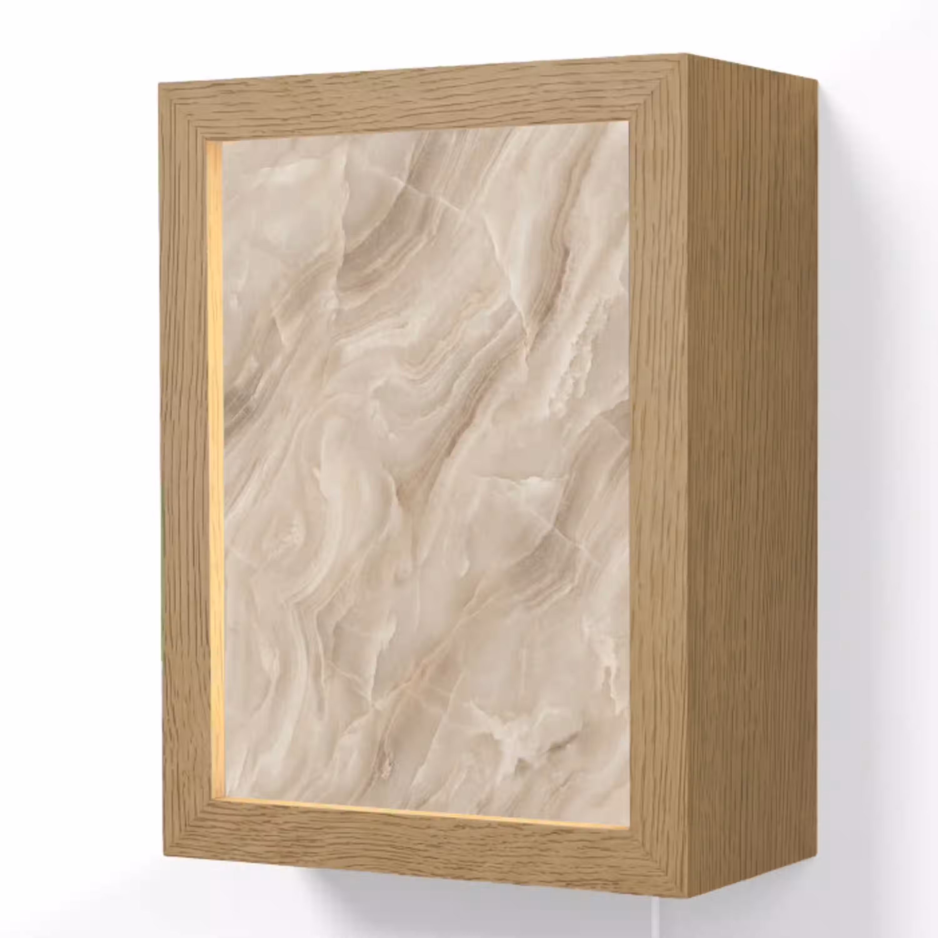 Steen - Golvend - Abstract - Beige Light Box met kabel (Wandlamp) klein -3d