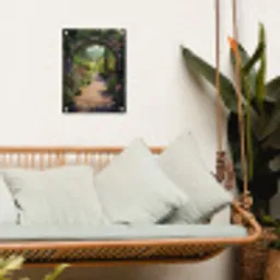 Doorkijk - Bloemen - Natuur - Rozenboog tuinposter los doek klein -sfeer7