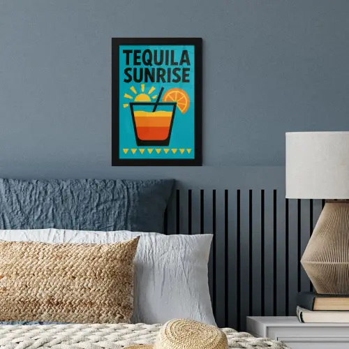 Illustratie - Tequila - Glas - Blauw fotolijst zwart zonder passe partout klein -sfeer3