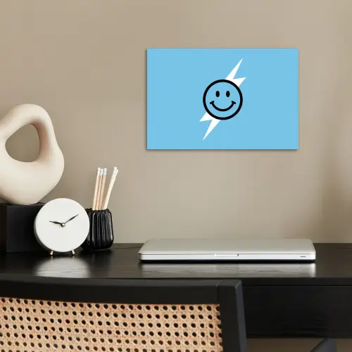 Smiley - Blauw - Bliksem poster papier klein -sfeer1