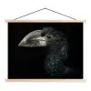 Vogel - Portret - Neushoornvogel - Zwart - Dieren textielposter latten blank klein -3d