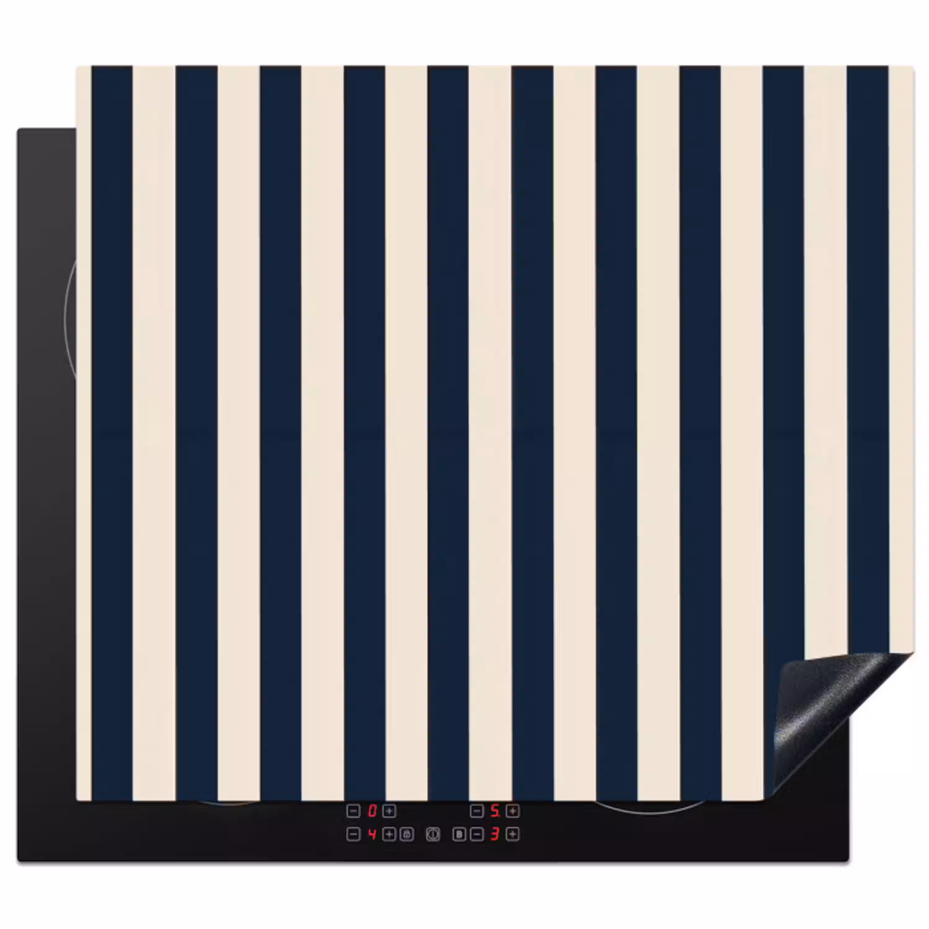 Verticale strepen - Blauw - Crème Inductie beschermer vinyl 3mm middel 274 -3d