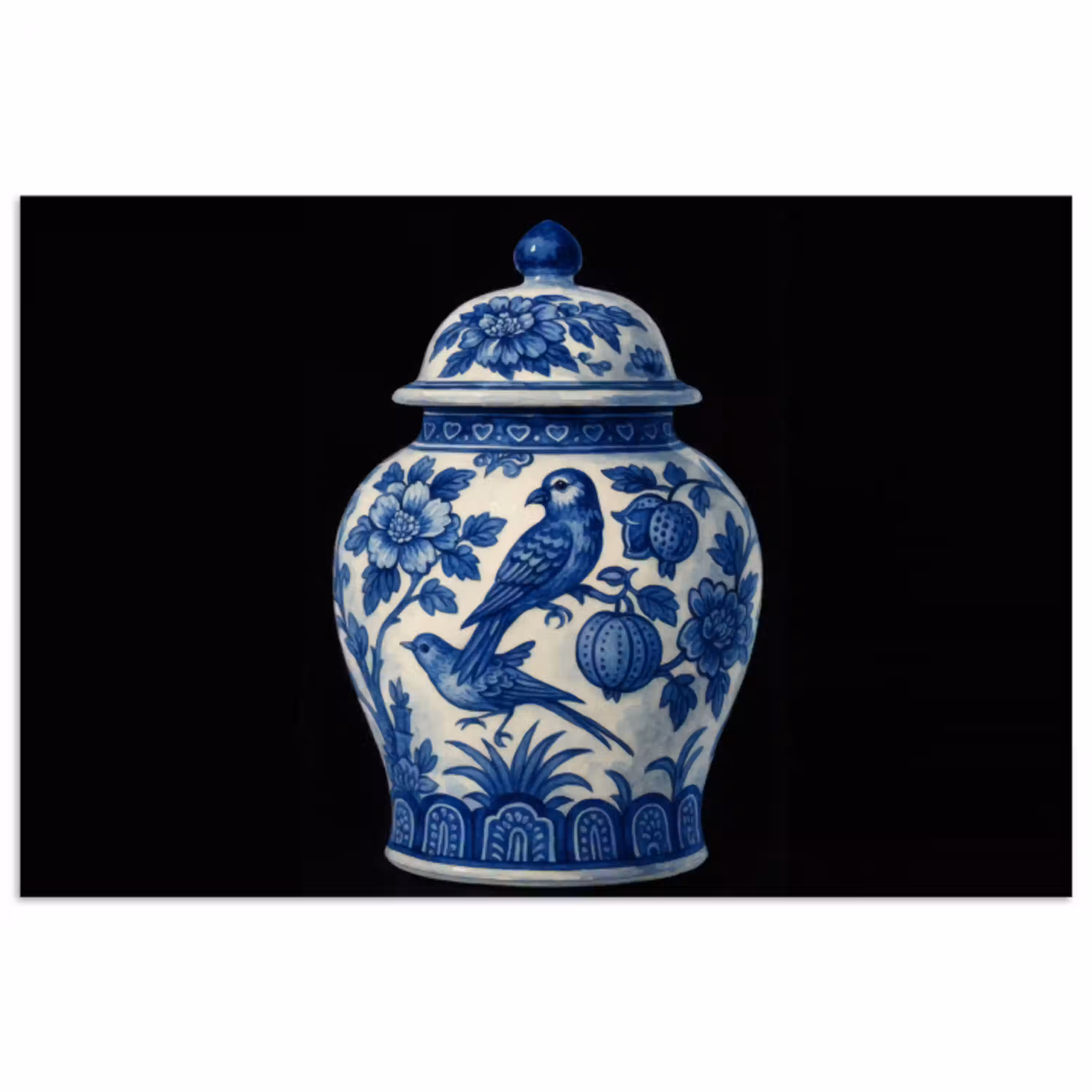 Pot - Delfts Blauw - Bloemen poster papier klein -3d