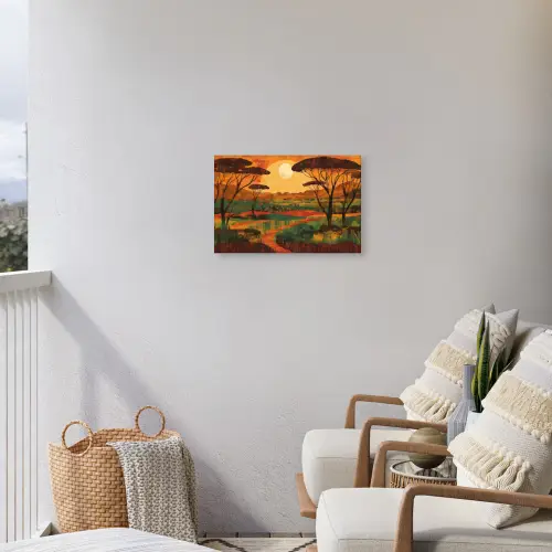 Landschap - Afrikaans - Zon Tuinposter op houten frame 2 cm dik klein -sfeer1