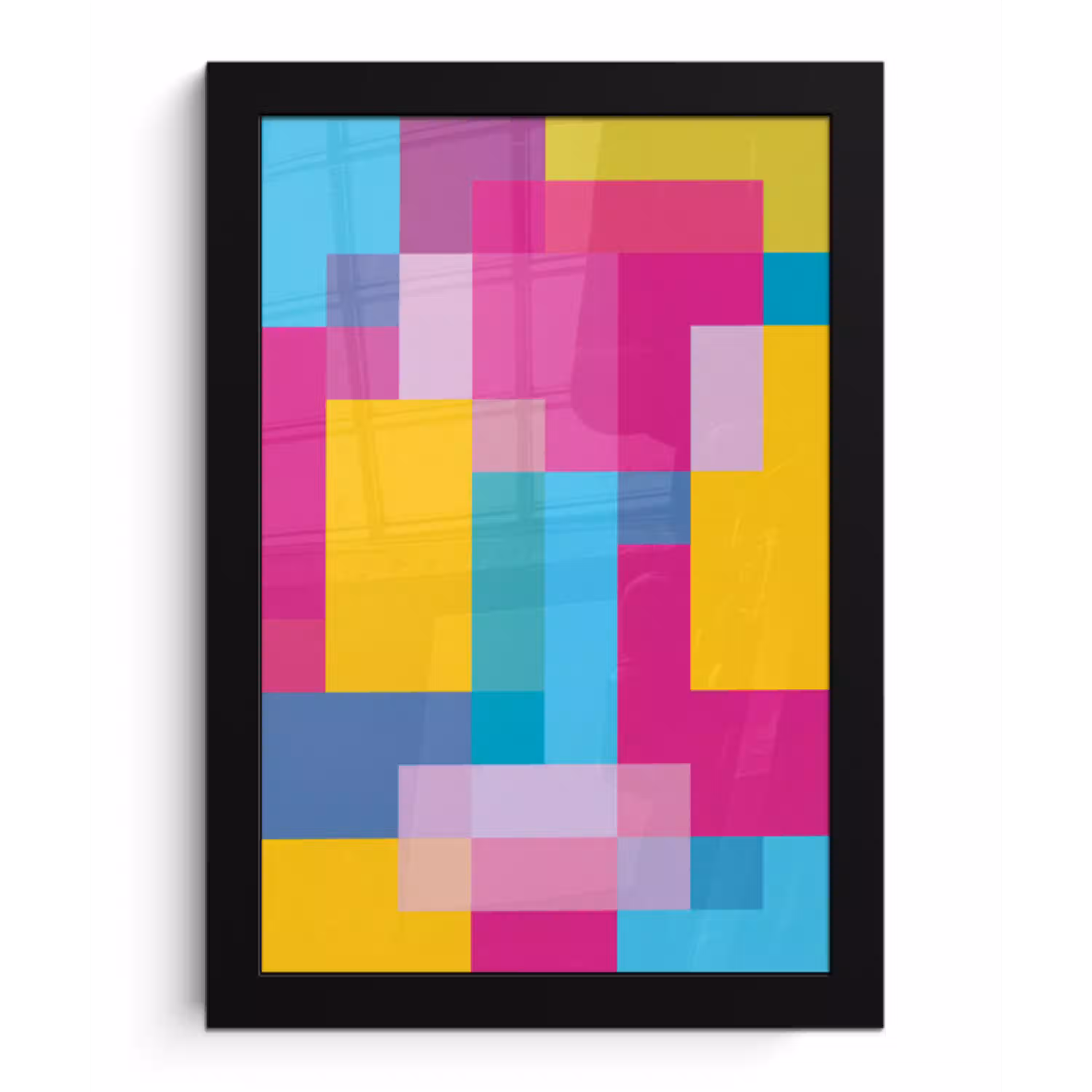 Abstract - Geometrisch - Kunst - Kleurrijk - Modern fotolijst zwart zonder passe partout klein -3d