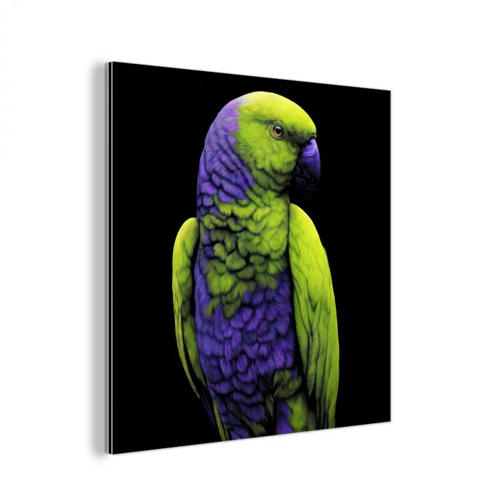 Papegaai - Veren - Opvallend - Groen aluminium wit klein -3d