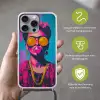 Vrouw - Kauwgom - Zonnebril - Oranje Hoesje iPhone 16 Pro Max met koord klein -sfeer2_NL