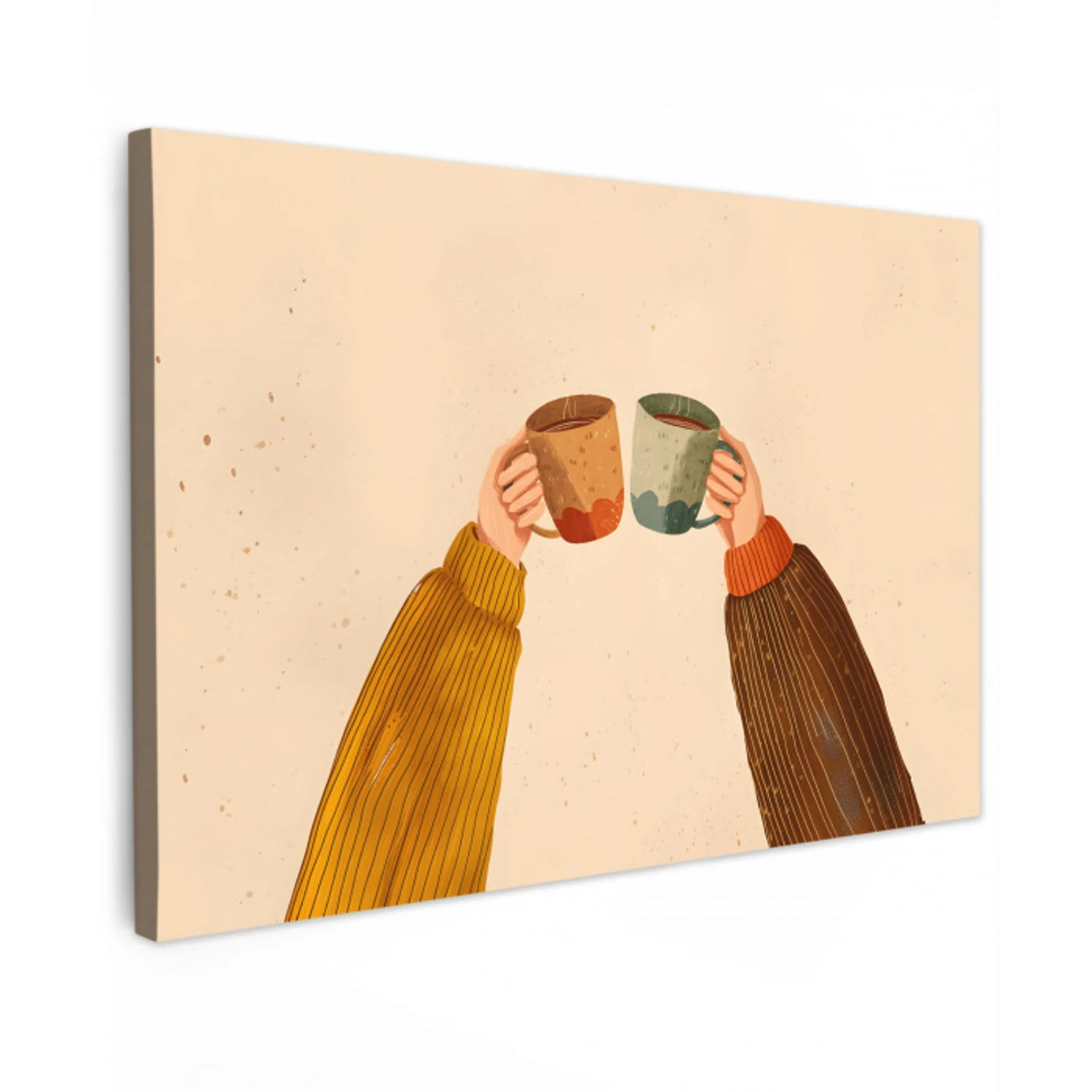 Illustratie - Mokken - Proosten - Bruin canvas 2cm klein -z3d
