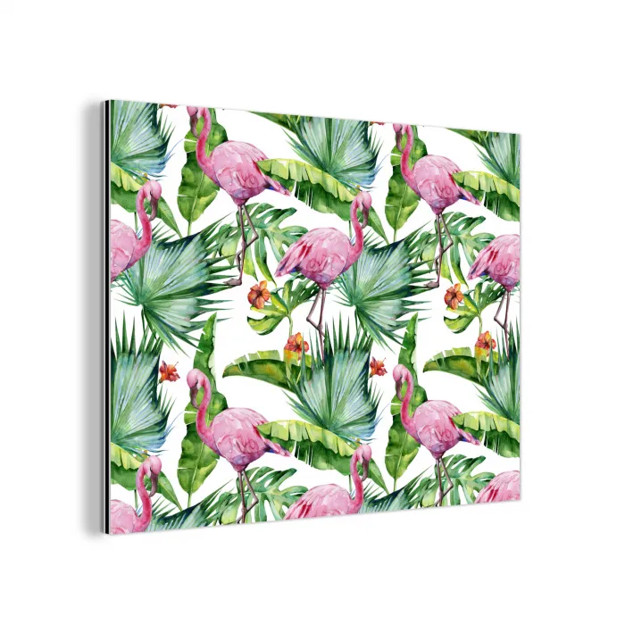 Inductie beschermer - Bladeren - Flamingo - Jungle - Inductiemat aluminium wit klein -3d
