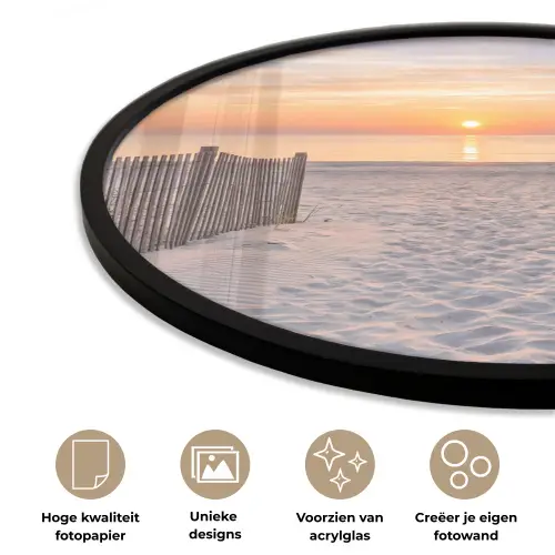 Zonsondergang - Strand - Zand Fotolijst rond zonder passe partout klein -closeup_NL