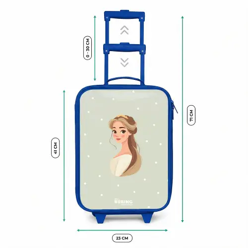 Prinses met tiara op groene stippenachtergrond Kinderkoffer - Blauw klein -productfoto_formaten