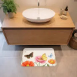 Vlinders - Klaprozen - Illustratie - Kleurrijk Badmat klein -sfeer1