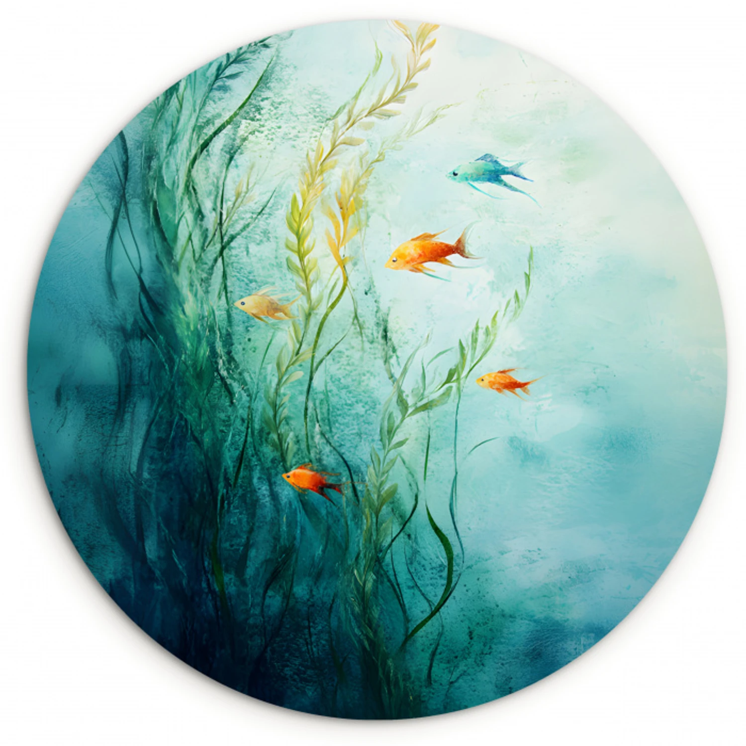 Waterplanten - Vissen - Kleurrijk - Water Wandcirkel plexiglas klein -3d