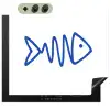 Vis - Minimalistisch - Blauw - Lijn Inductie beschemer met haakjes middel -3d