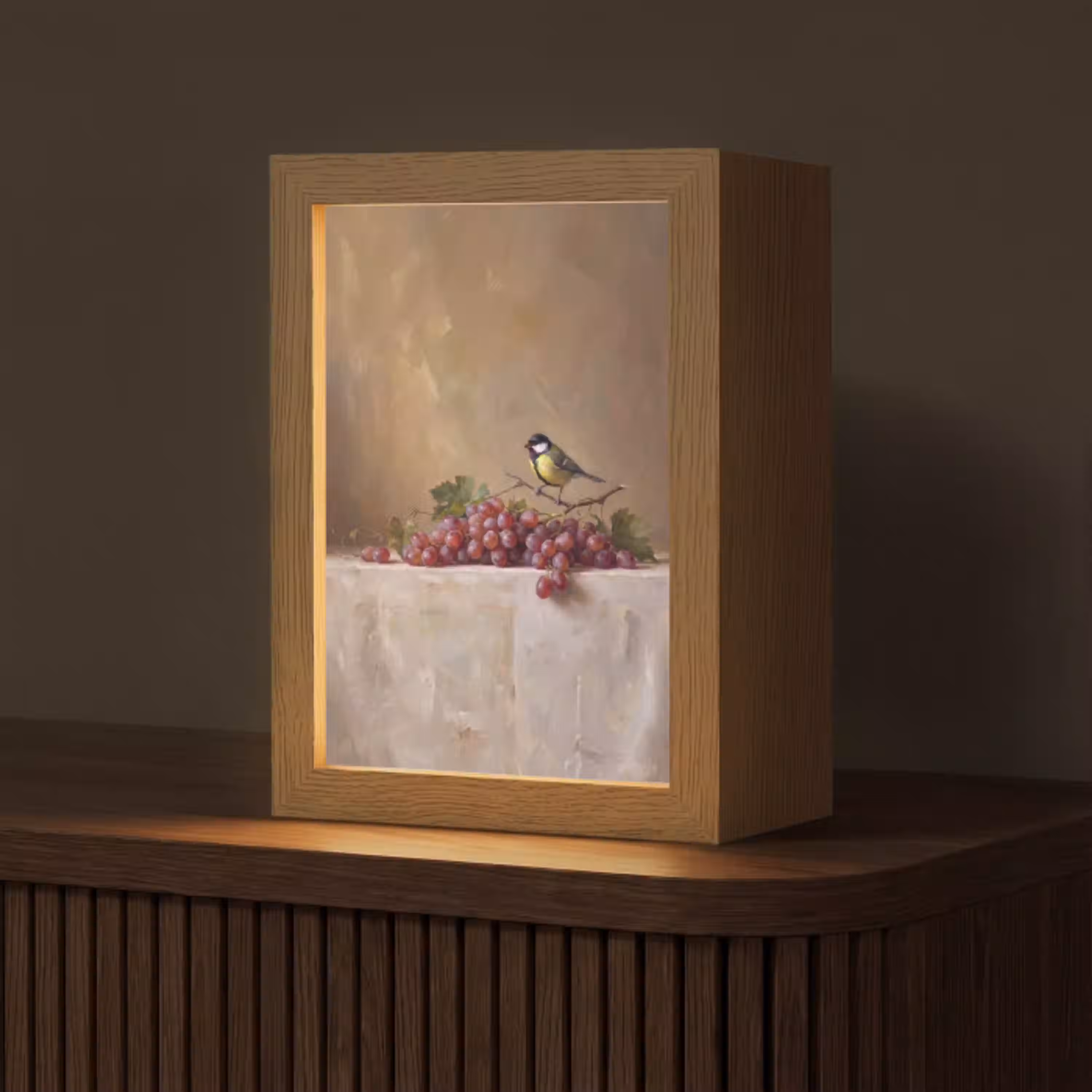 Vogel - Druiven - Stilleven Light Box met kabel (Tafellamp) klein -z3d_website