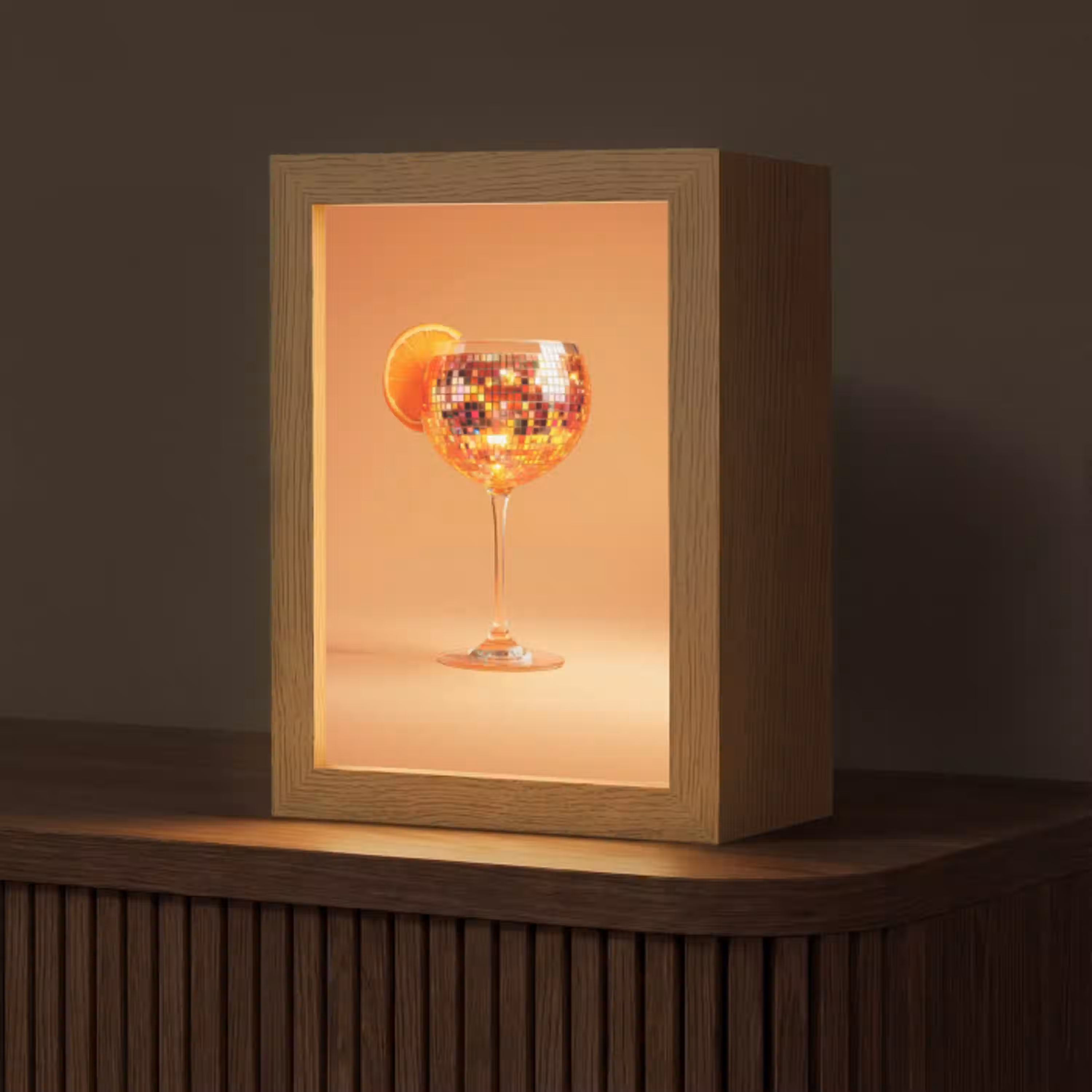 Drank - Oranje - Glitter - Disco Light Box met kabel (Tafellamp) klein -z3d_website