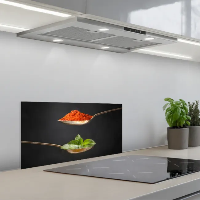 Balans van Smaak en Geur keuken achterwand spatscherm klein -3d_schuin