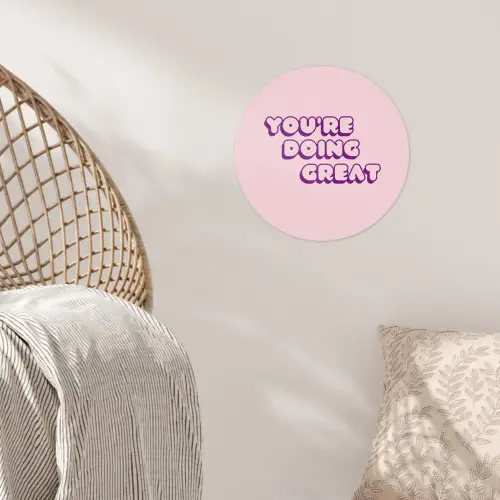 You're doing great - Roze - Bubble letters Wandcirkel behangsticker klein -sfeer4