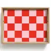 Schaakbord patroon - Rood - Roze - Blokjes Dienblad Rechthoek middel -z3d_shopping