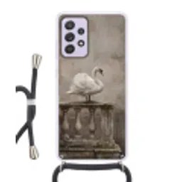 Zwaan - Elegant - Dieren - Wit Hoesje Samsung Galaxy A52 5G met koord klein -3d