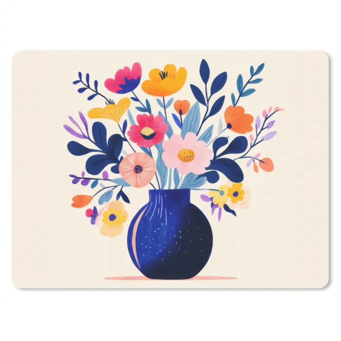 Vaas - Bloemen - Boeket muismat rubber klein -3d