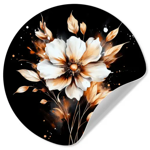 Bloem - Verf - Goud - Graffiti - Modern Wandcirkel behangsticker klein -3d
