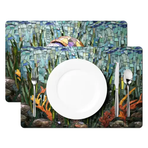 Schildpad - Zeewier - Mozaïek Placemat vinyl groot -zzsfeer2_Kitchenyeah-website