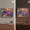 Bloemen - Kleurrijk - Abstract - Modern Light Box met batterij (Wandlamp) middel -sfeer3