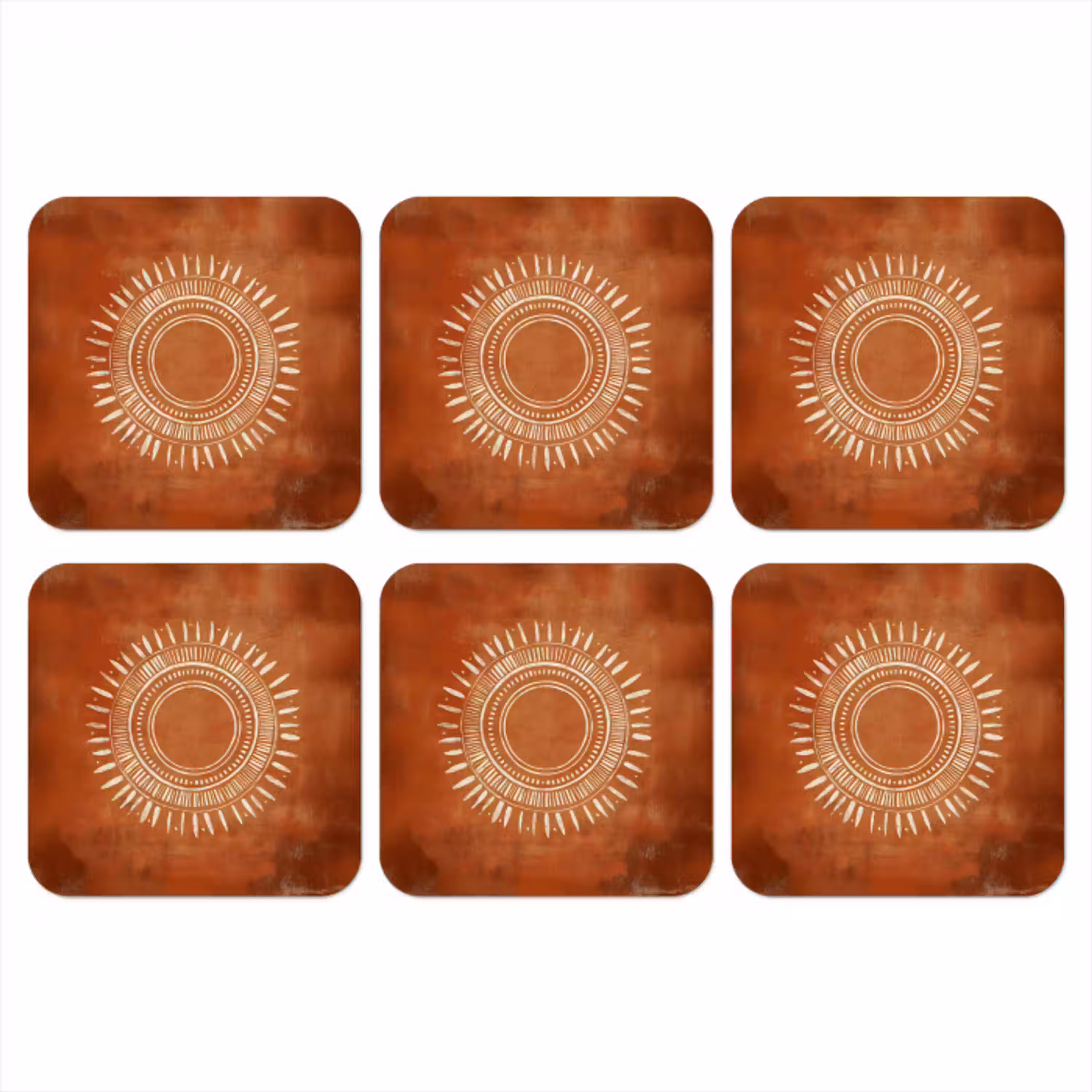 Abstract - Lijnen - Zonnestralen - Roodbruin onderzetter kurk middel -3d