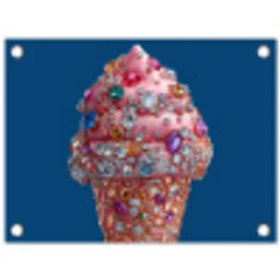Ijsje - Hoorntje - Steentjes - Blauw tuinposter los doek klein -3d