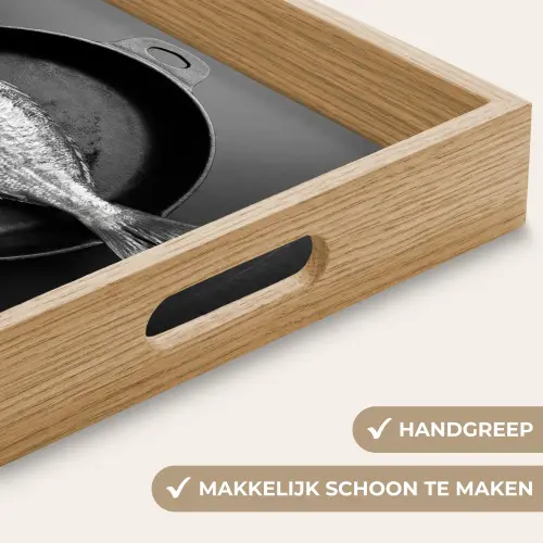 Pan - Vis - Zwart - Wit Dienblad Rechthoek middel -USP_HandgreepNL