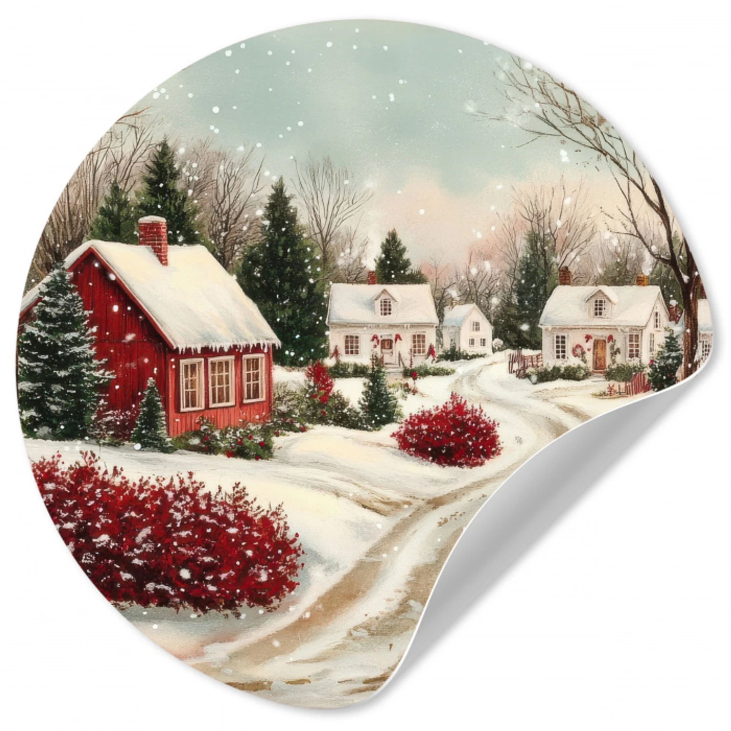 Kerstsfeer - Landelijk - Rood Wandcirkel behangsticker klein -3d