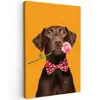 Hond - Oranje - Roos - Valentijn Tuinposter op houten frame 2 cm dik klein -3d