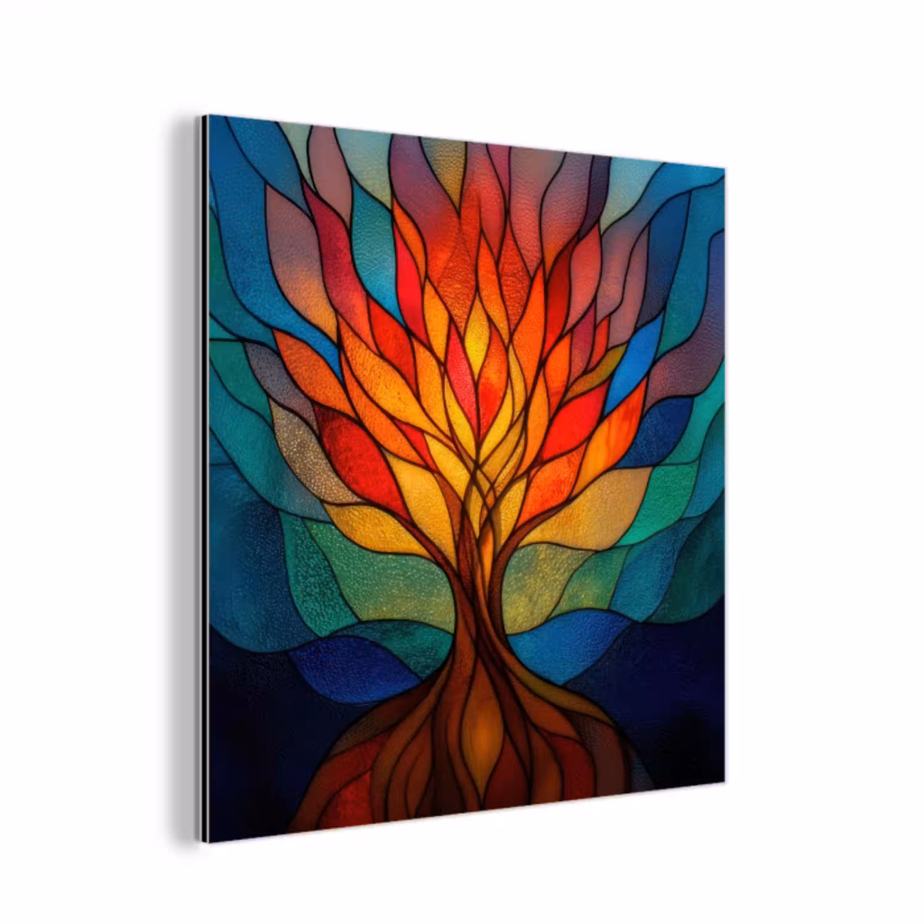 Sierglas - Boom - Rood - Vlakken aluminium wit klein -3d