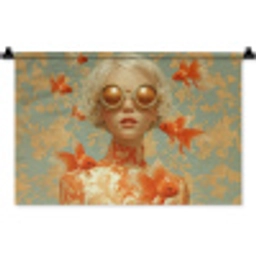 Goudvissen - Oranje - Vrouw - Blond Wandkleed katoen klein -zz3d