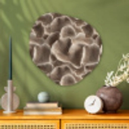 Waaiervorm - Beige - Vezel textuur Wandcirkel Organisch Aluminium middel 851 -sfeer2