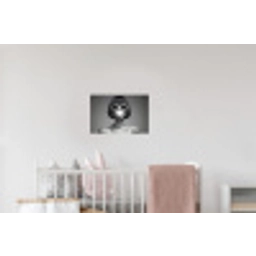 Vrouw - Zwart Wit - Ketting - Zonnebril Muursticker klein -kinderkamer