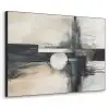 Abstract - Zwart wit - Verf - Modern Textielframe zwart klein -3d