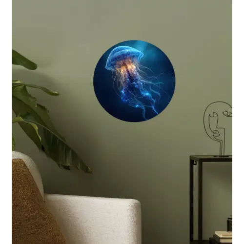 Kwal - Lichtgevend - Tentakels - Blauw Wandcirkel behangsticker klein -sfeer2