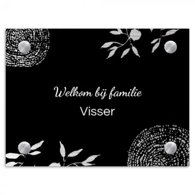 Naambordje voordeur rechthoek - Illustraties - Zwart - Sierlijk