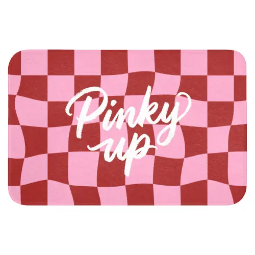 Pinky up - Geblokt - Bordeauxrood Badmat klein -3d